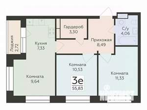 3-к квартира, вторичка, 56м2, 14/24 этаж