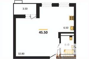 Студия квартира, строящийся дом, 46м2, 7/15 этаж