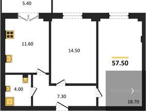 2-к квартира, вторичка, 58м2, 6/15 этаж