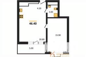 1-к квартира, вторичка, 46м2, 11/15 этаж