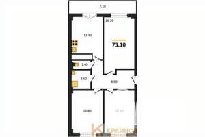 3-к квартира, вторичка, 73м2, 10/15 этаж