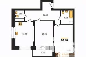 2-к квартира, вторичка, 60м2, 2/13 этаж