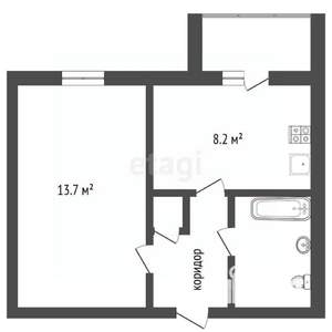 1-к квартира, вторичка, 29м2, 5/9 этаж