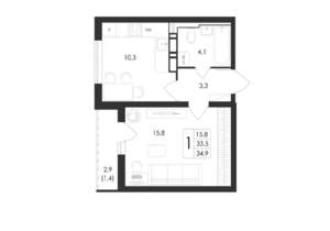 1-к квартира, вторичка, 35м2, 14/17 этаж