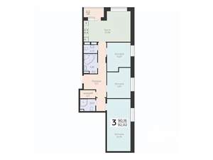 3-к квартира, вторичка, 92м2, 13/16 этаж