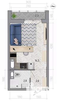 Студия квартира, вторичка, 21м2, 16/18 этаж