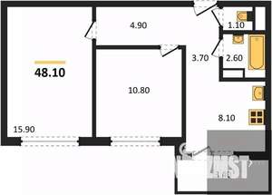 2-к квартира, вторичка, 48м2, 13/17 этаж