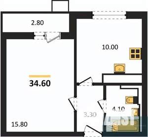 1-к квартира, вторичка, 35м2, 5/19 этаж