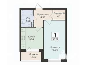 1-к квартира, вторичка, 39м2, 5/18 этаж