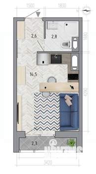 Студия квартира, вторичка, 21м2, 10/18 этаж