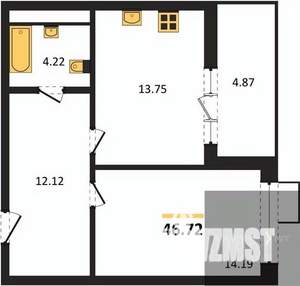 1-к квартира, вторичка, 47м2, 6/21 этаж