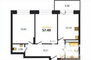 2-к квартира, вторичка, 57м2, 5/17 этаж