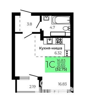 Студия квартира, строящийся дом, 33м2, 3/9 этаж