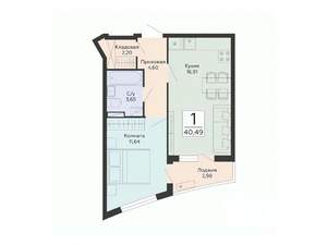 1-к квартира, вторичка, 40м2, 2/13 этаж
