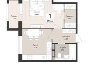 1-к квартира, вторичка, 39м2, 5/12 этаж