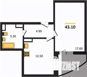 1-к квартира, вторичка, 43м2, 3/17 этаж