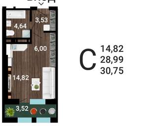 Студия квартира, вторичка, 31м2, 7/31 этаж