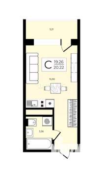 Студия квартира, вторичка, 21м2, 5/20 этаж