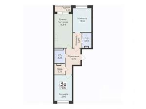 3-к квартира, вторичка, 73м2, 2/12 этаж