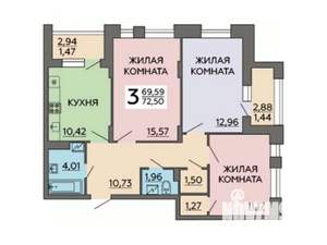 3-к квартира, вторичка, 73м2, 17/18 этаж
