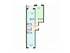 2-к квартира, вторичка, 67м2, 9/18 этаж
