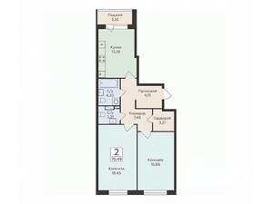 2-к квартира, вторичка, 70м2, 3/16 этаж