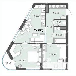 2-к квартира, строящийся дом, 65м2, 2/13 этаж