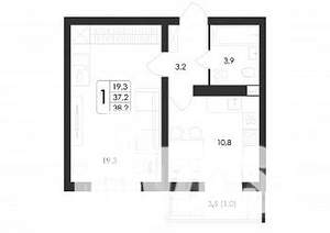 1-к квартира, строящийся дом, 38м2, 8/17 этаж