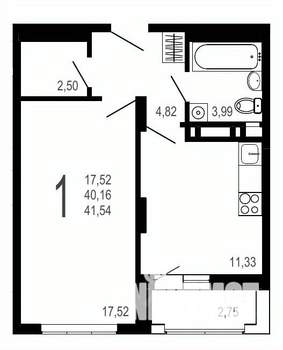 1-к квартира, строящийся дом, 42м2, 8/31 этаж