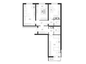 3-к квартира, вторичка, 90м2, 7/17 этаж