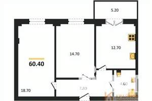 2-к квартира, вторичка, 60м2, 13/15 этаж