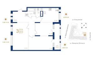 3-к квартира, вторичка, 88м2, 2/12 этаж