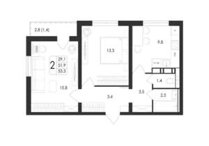 2-к квартира, вторичка, 53м2, 15/17 этаж
