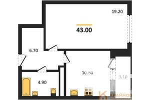 1-к квартира, вторичка, 43м2, 7/25 этаж