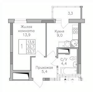 1-к квартира, строящийся дом, 34м2, 8/25 этаж