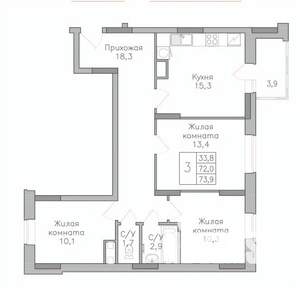 3-к квартира, строящийся дом, 738м2, 19/25 этаж