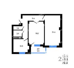 2-к квартира, строящийся дом, 72м2, 2/16 этаж