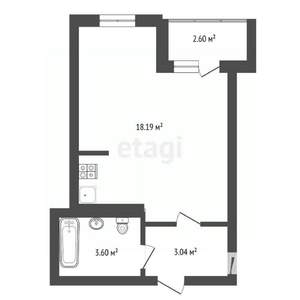 Студия квартира, вторичка, 26м2, 3/23 этаж