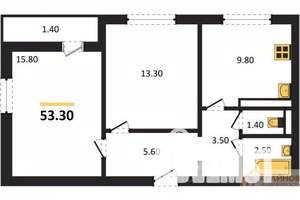 2-к квартира, вторичка, 53м2, 7/17 этаж
