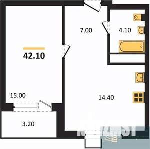 1-к квартира, вторичка, 42м2, 9/11 этаж