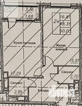 2-к квартира, вторичка, 50м2, 22/23 этаж