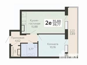 2-к квартира, вторичка, 40м2, 7/19 этаж