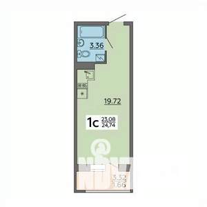 1-к квартира, строящийся дом, 25м2, 8/18 этаж