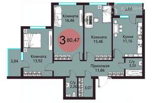 3-к квартира, вторичка, 80м2, 2/18 этаж