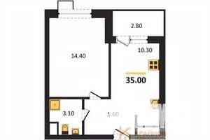 1-к квартира, вторичка, 35м2, 9/11 этаж