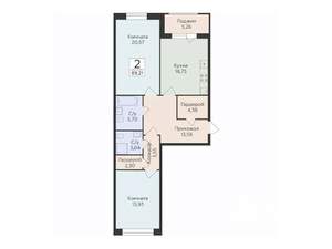 2-к квартира, строящийся дом, 89м2, 2/10 этаж