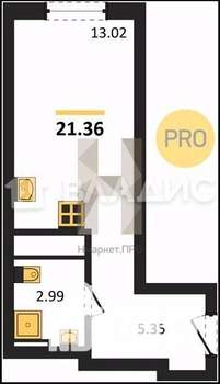 Студия квартира, строящийся дом, 21м2, 17/27 этаж