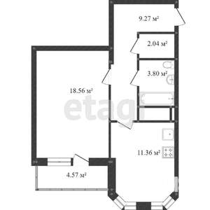 1-к квартира, вторичка, 48м2, 12/22 этаж