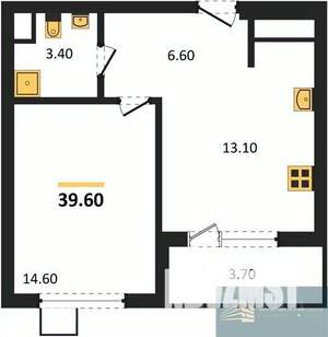 1-к квартира, вторичка, 40м2, 9/13 этаж