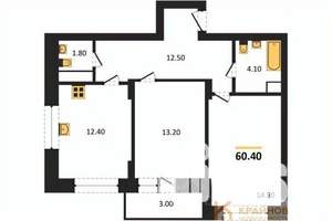 2-к квартира, вторичка, 60м2, 4/13 этаж